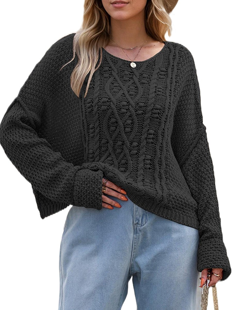 Round Neck Twisted Loose Pullover Sweater