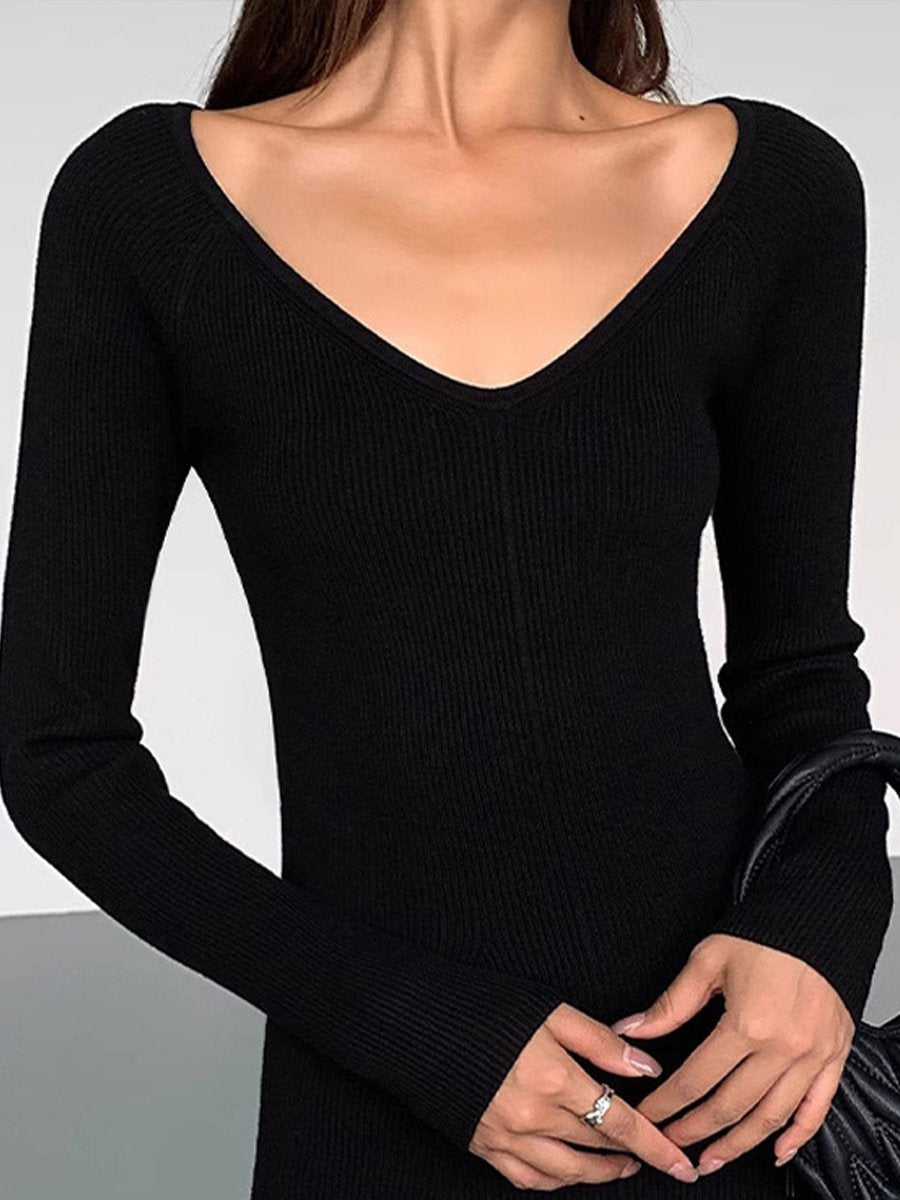 V-neck Knitted Dress