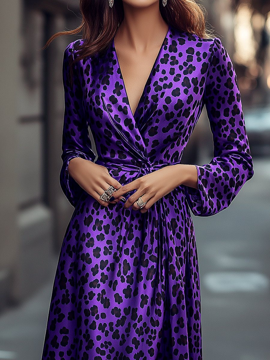 Purple Passion Satin Wrap Dress