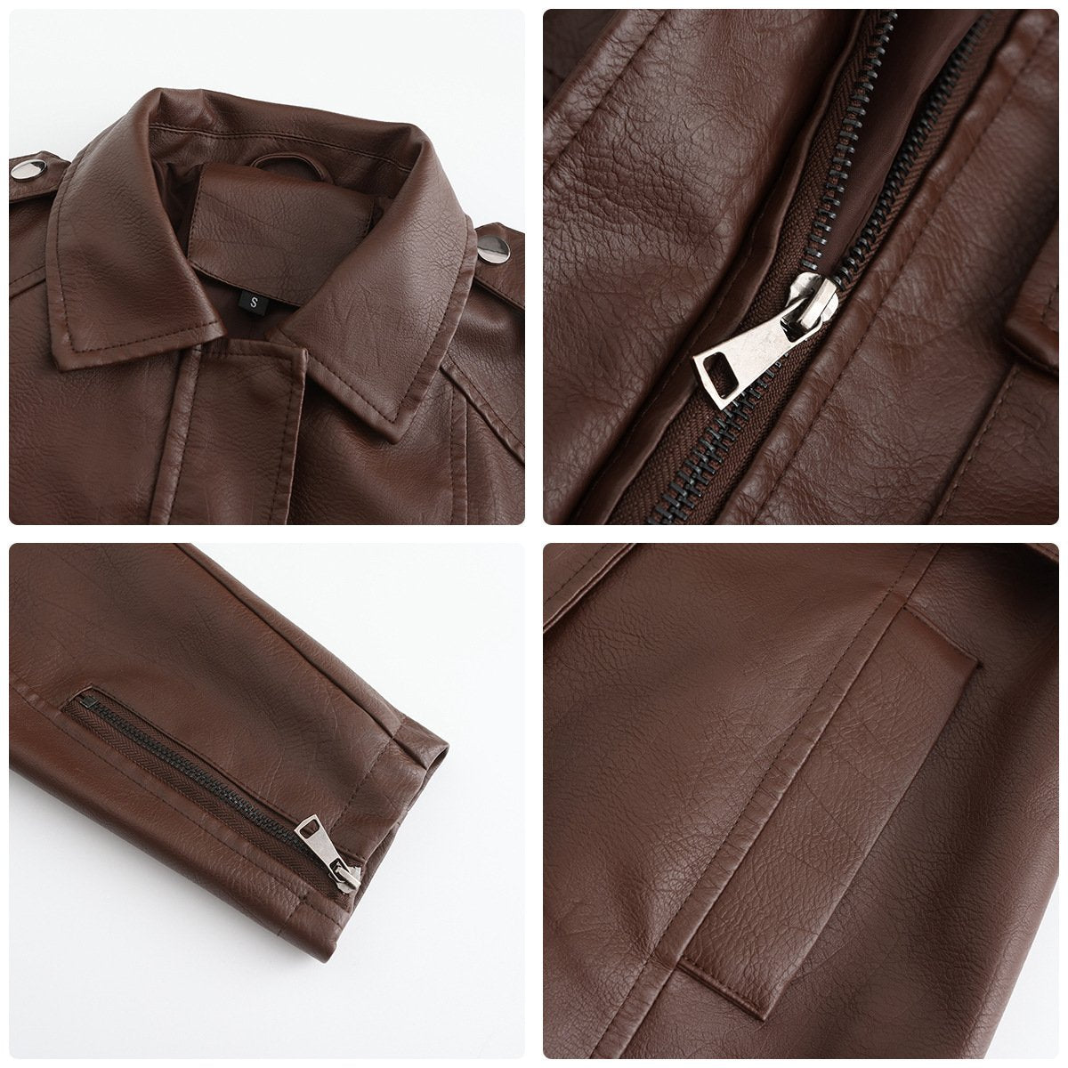 Classic Faux Leather Plain Long-sleeved Trench Coat with Belt