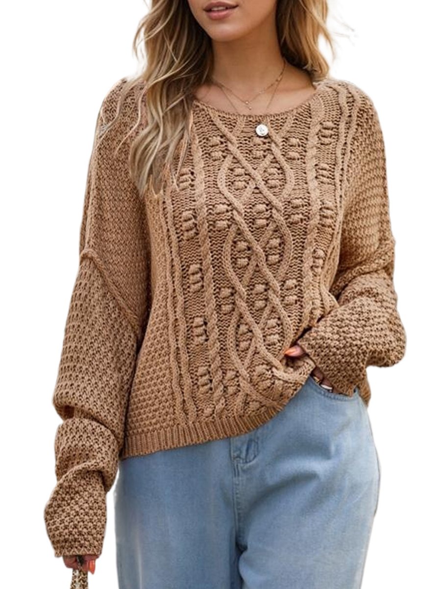 Round Neck Twisted Loose Pullover Sweater