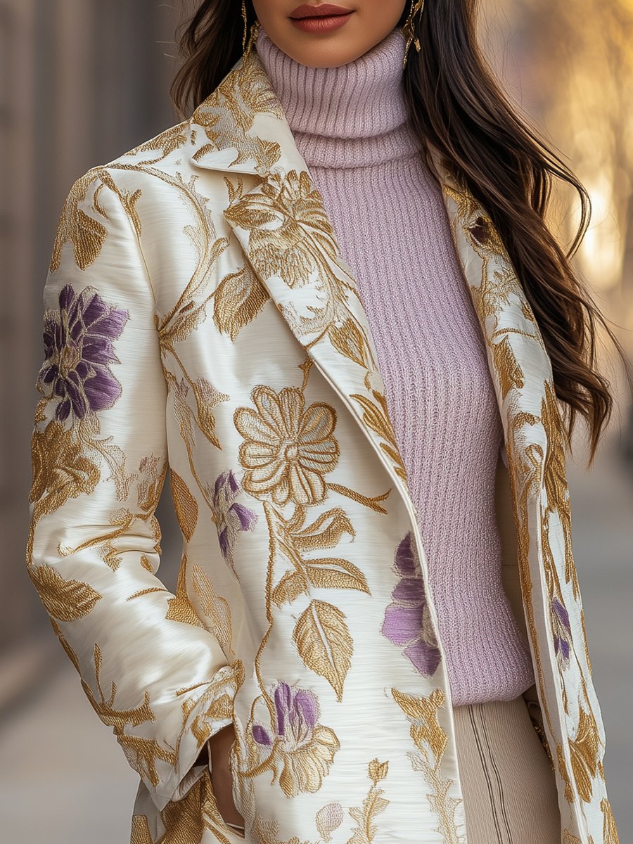 Ivory Blossom Jacquard Coat