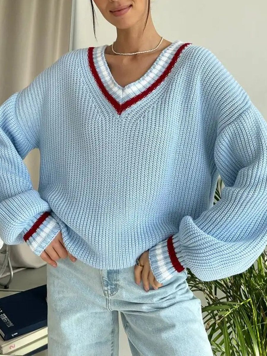 V-neck Long-sleeved Sweater