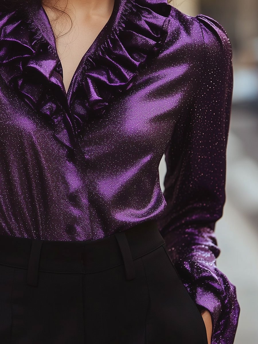 Sparkling Purple Satin Blouse