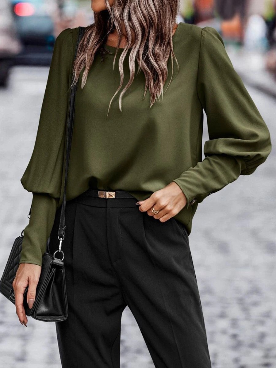 Sophisticated Buttons Blouse with Puffed Sleeves