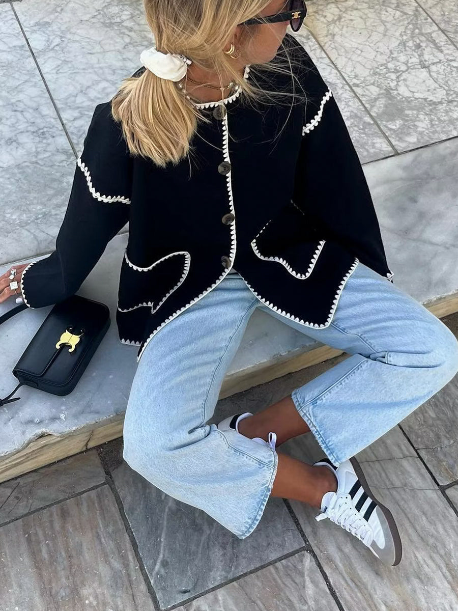 Chic Contrast Trim Jacket The Perfect Balance of Casual and Refined