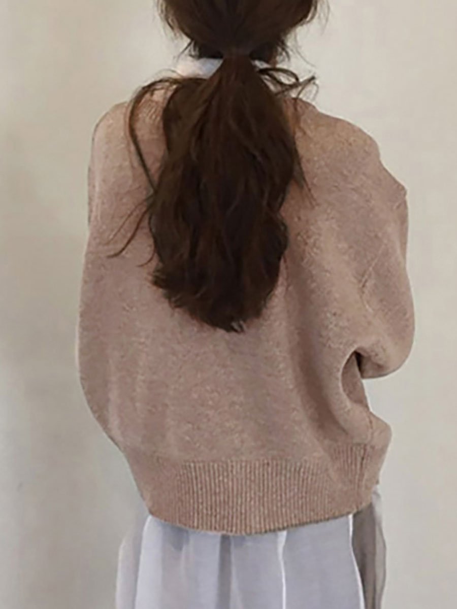 Asymmetric Buttoned Plain Cardigan